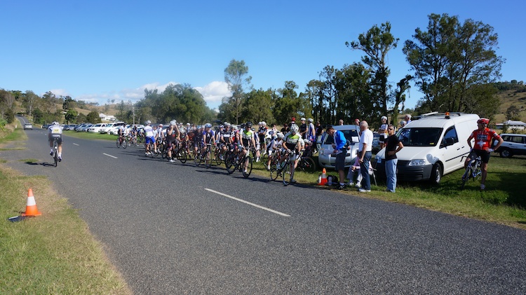 Riders line up for the start